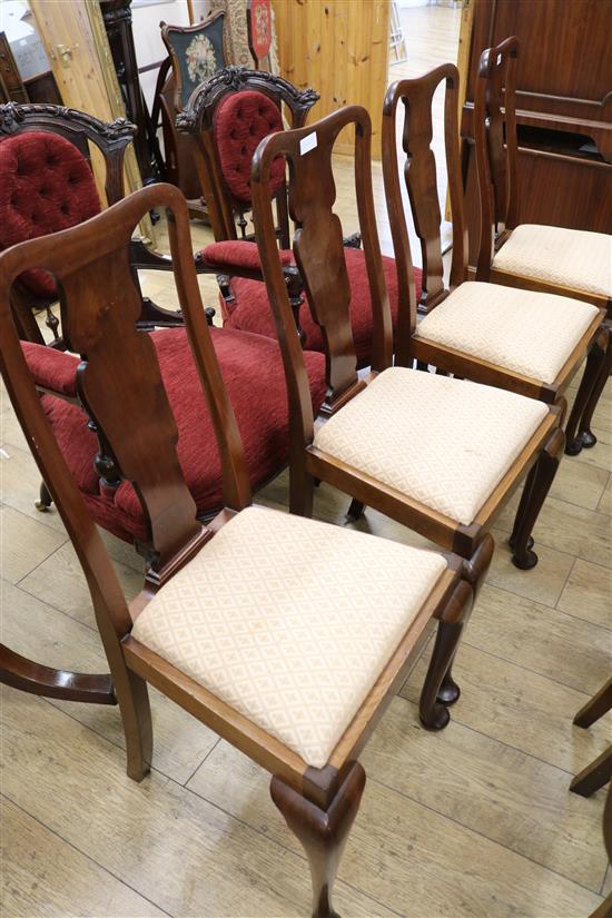 A set of four Queen Anne mahogany dining chairs